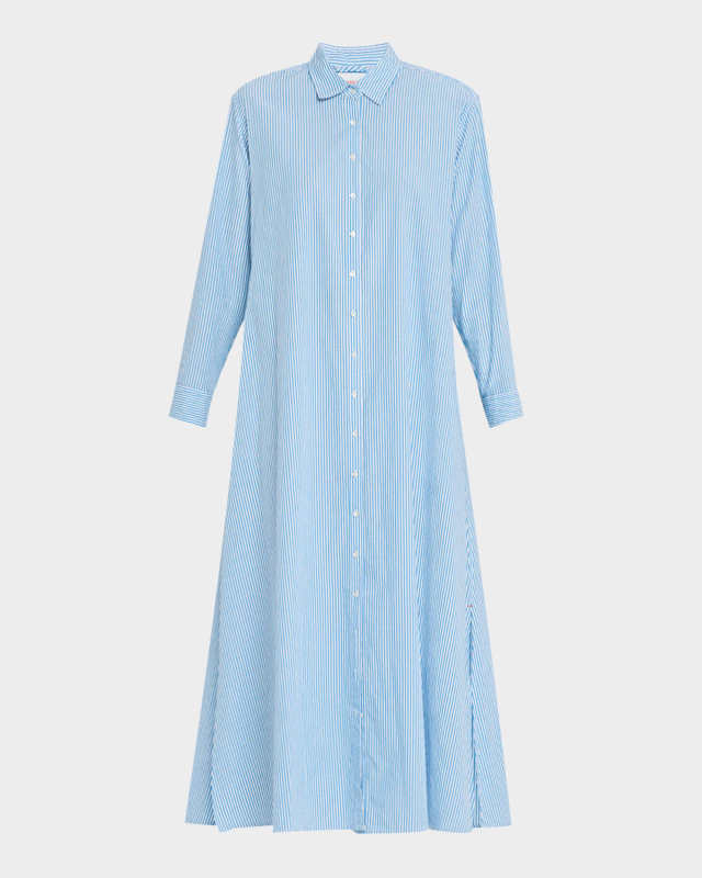 Boden Striped Cotton Maxi Shirtdress
